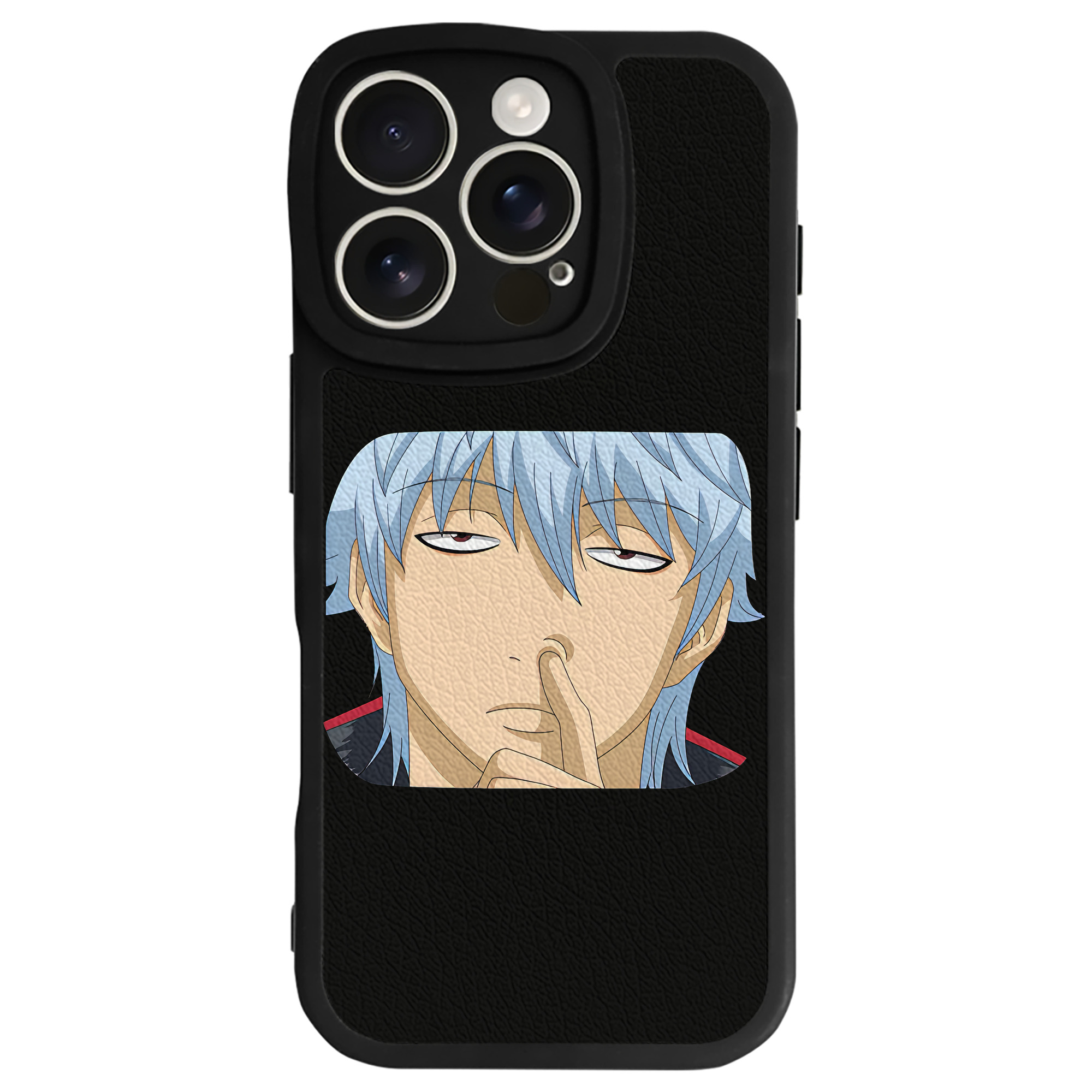 （画像用） ぎんたま 坂田銀時（さかたぎんとき） 神楽 志村新八（しむら しんぱち） GINTAMA Sakata Gintoki Kagura Shimura Shinpachi 【iPhone 16シリーズ対応】シリコンスマホケース（レザー調） 材質：シリコン
